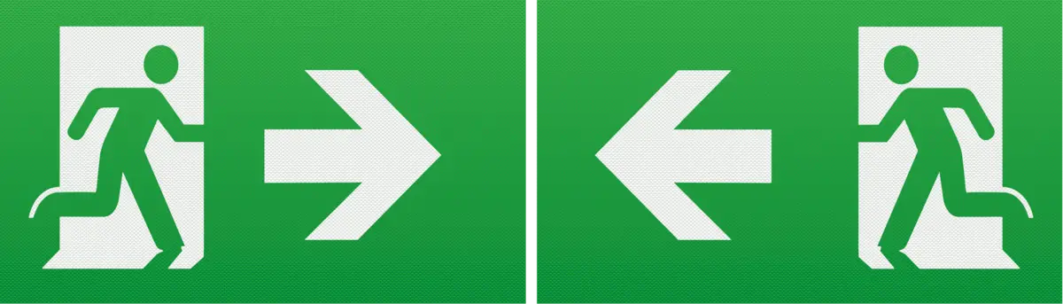 Knightsbridge Running Man Legend 2 Pack Left-Right Facing Arrow EMEXIT EMLREC EMLSUS EMXST- EMEXITLR ML Knightsbridge