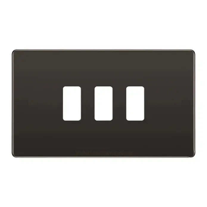 BG RFBN3 Screwless Black Nickel 3 Gang Front Cover Plate BG Nexus