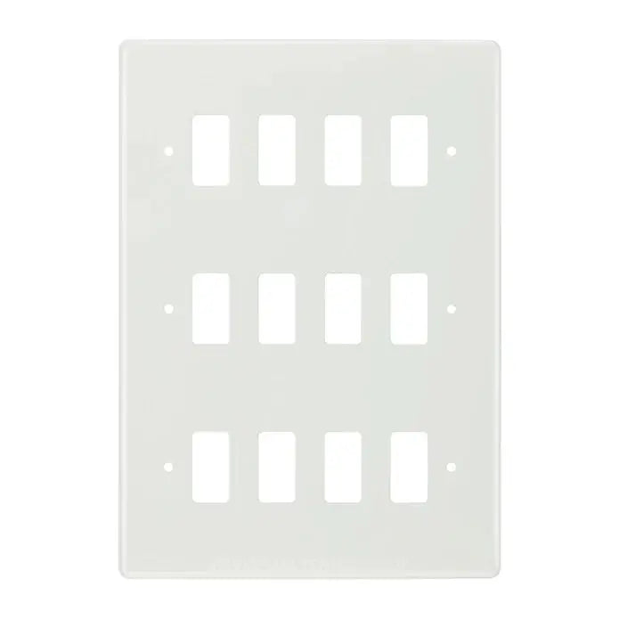 BG R812 White 12 Gang Front Cover Plate BG Nexus