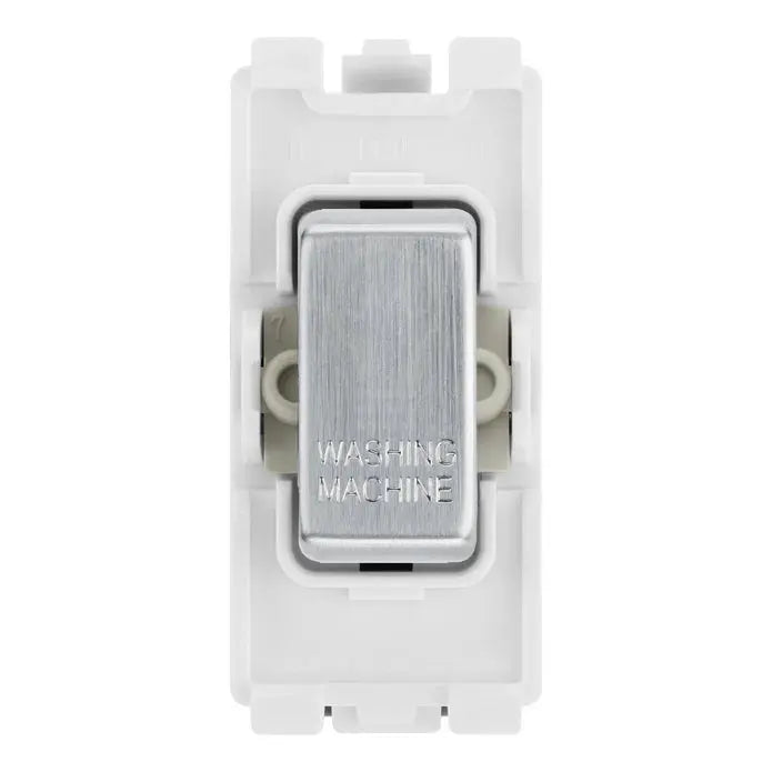 BG RRWMBS Brushed Steel 20 Amp Double Pole Appliance Grid Switch Labelled Washing Machine BG Nexus