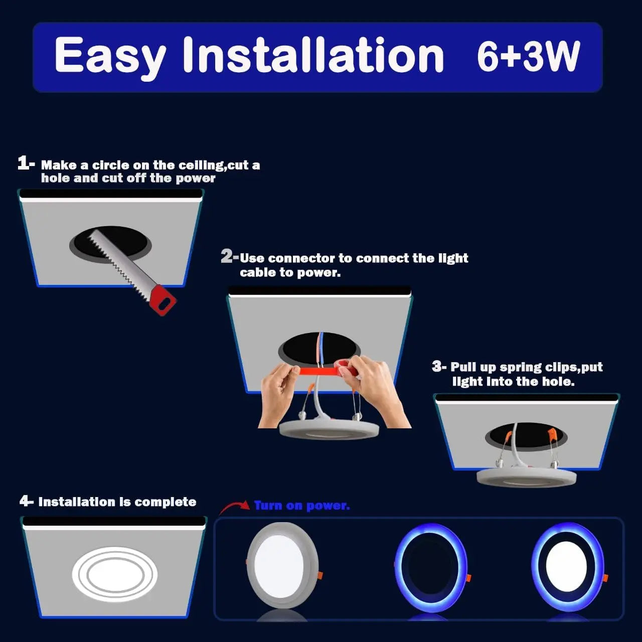 Brightex, Panel Lights White + Blue LED Ceiling Mounted Round Spotlight Downlight Brightex