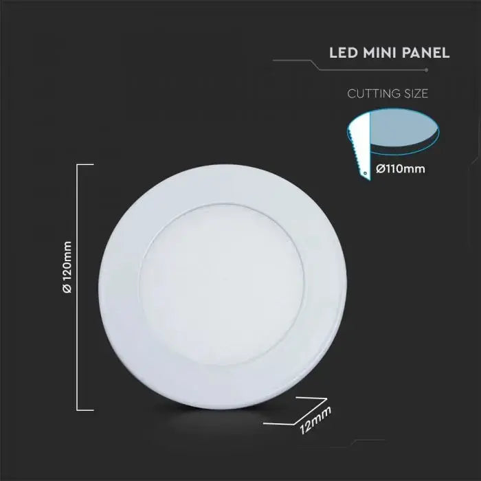 V-TAC Mini Round LED Panel Light 6W CCT 3-in-1 Switchable – White V-TAC