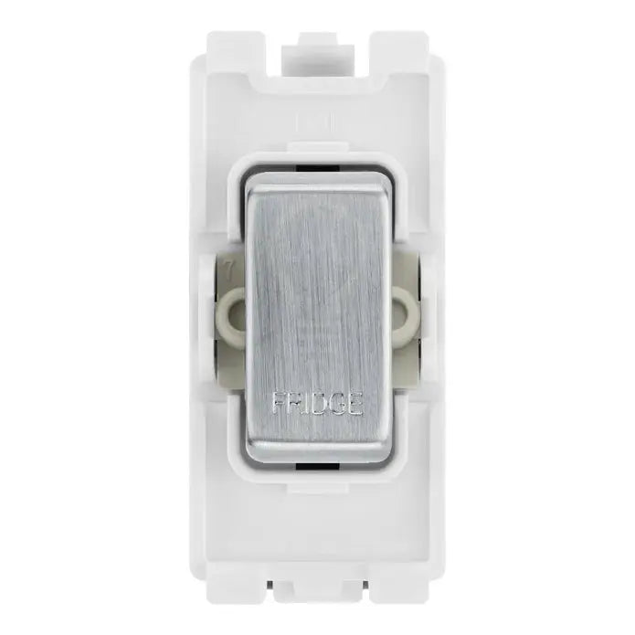 BG RRFDBS Brushed Steel 20 Amp Double Pole Appliance Grid Switch Labelled Fridge BG Nexus