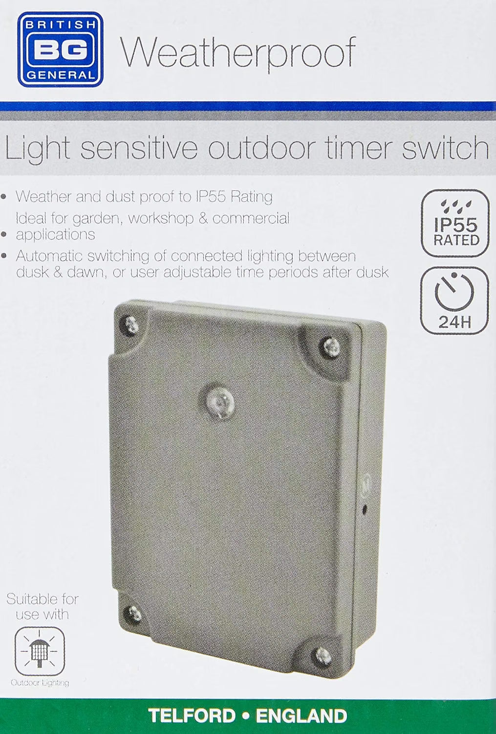 BG Electrical WPDD-01 Dusk-Till-Dawn Outdoor Light Sensor Timer IP55