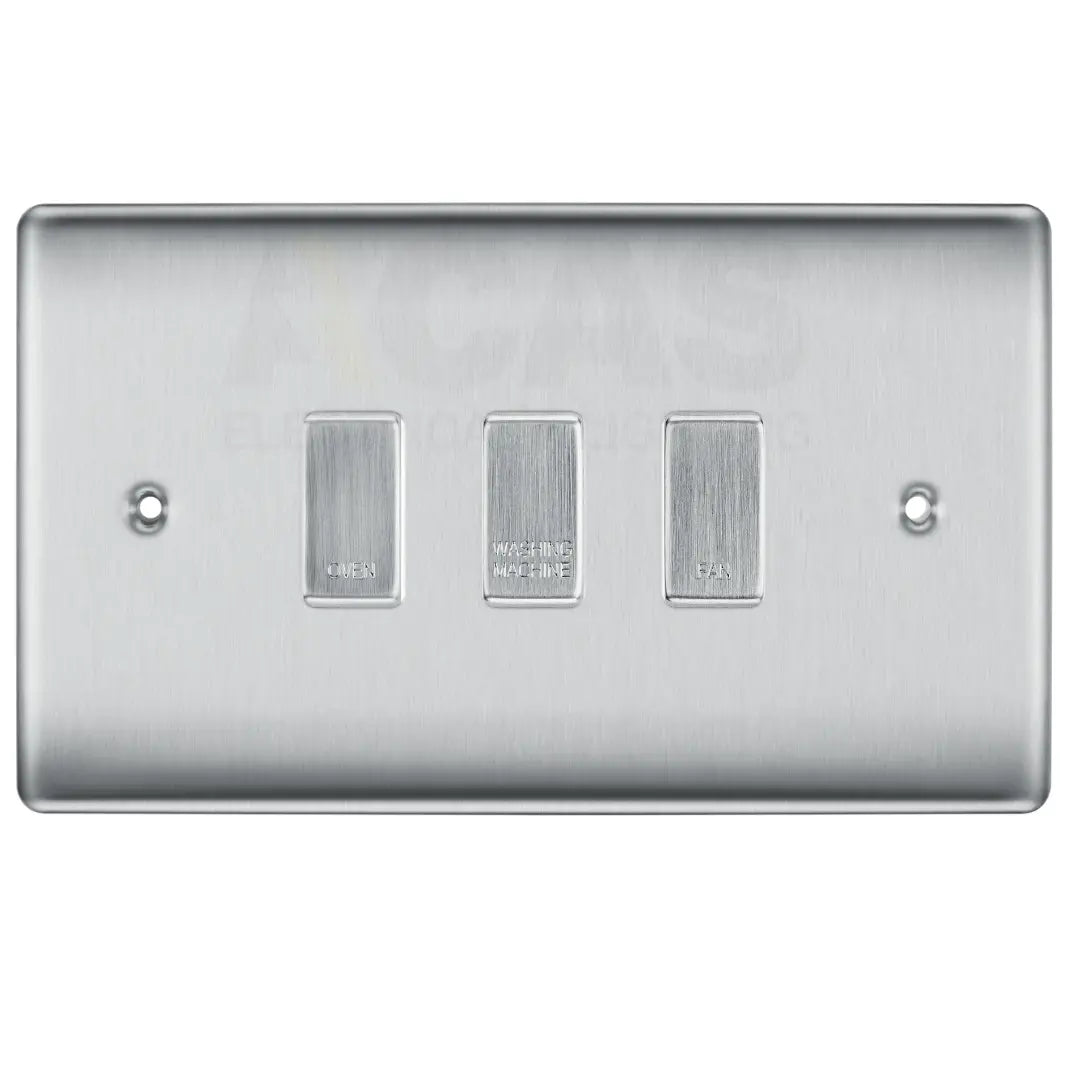 BG Nexus Brushed Steel 3 Gang Engraved Custom Labelled Appliance Grid Switch - NBS3GA