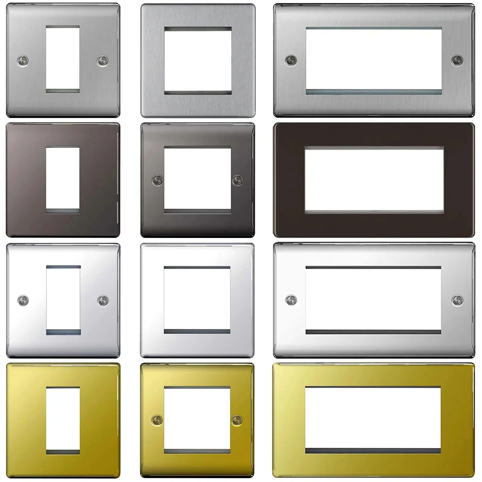 BG Nexus Euro Module Faceplates Brushed Steel, Polished Chrome, Black Nickel & Polished Brass BG Nexus