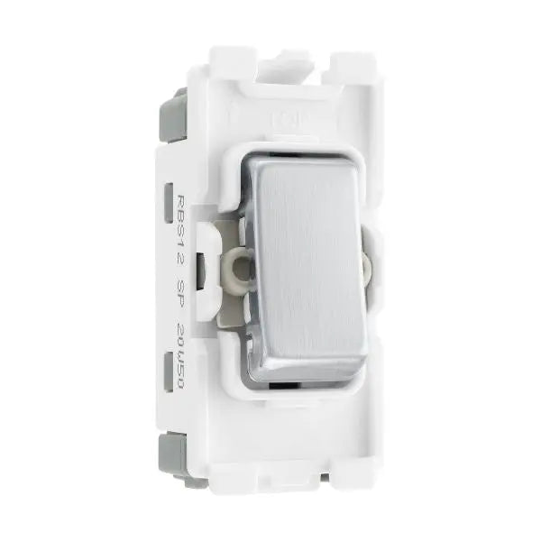 BG RBS12 Brushed Steel 2 Way Single Pole Light Switch 20 Amp Grid Switch BG Nexus