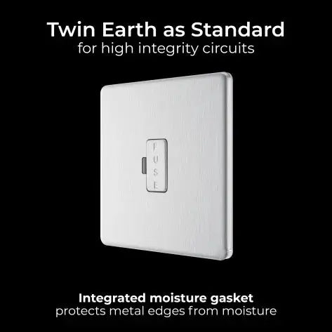 BG Nexus Screwless Flat Plate Brushed Steel Unswitched Fused Spur FBS54 13Amp BG Nexus