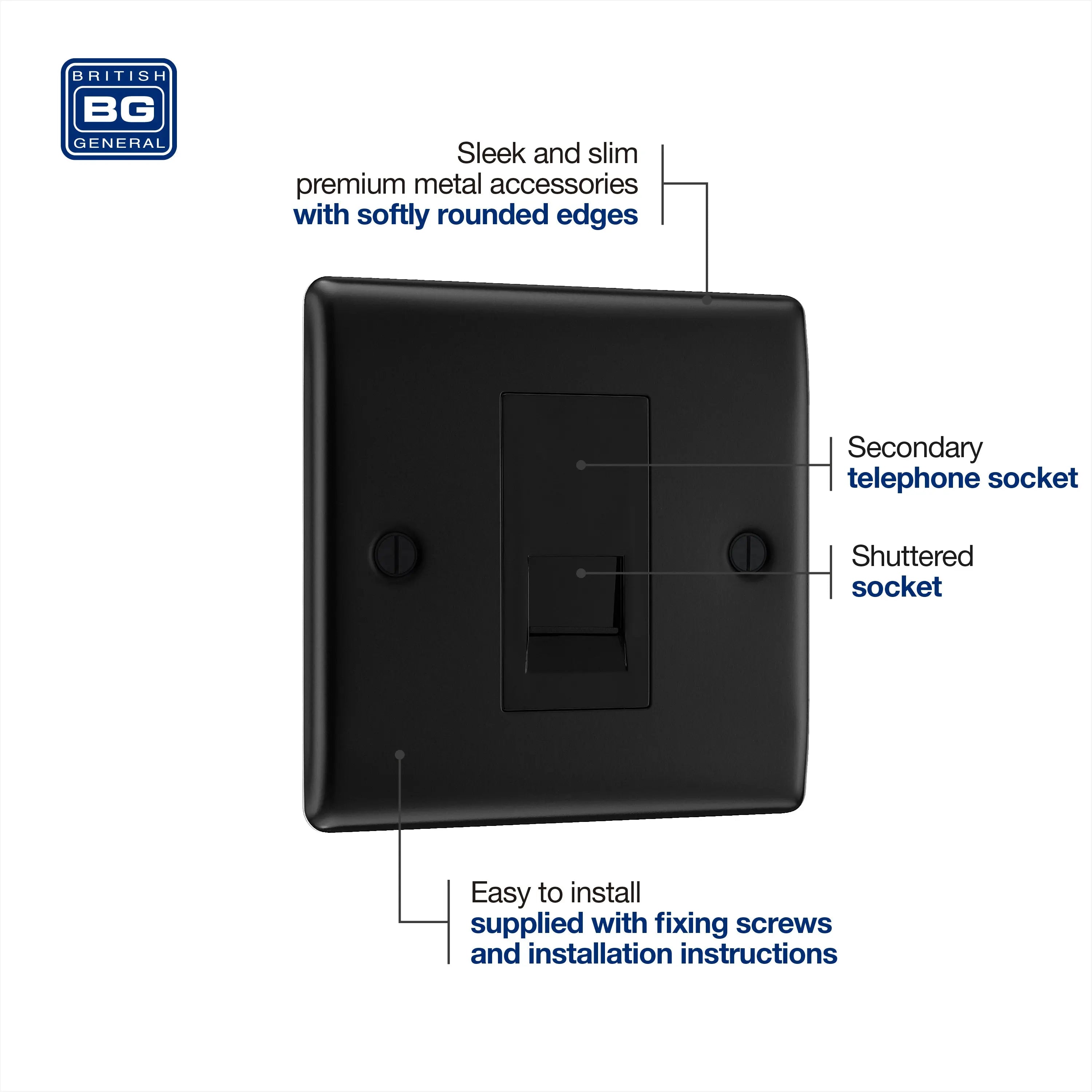 BG Nexus Metal Slave Telephone Point in Matt Black BG Nexus