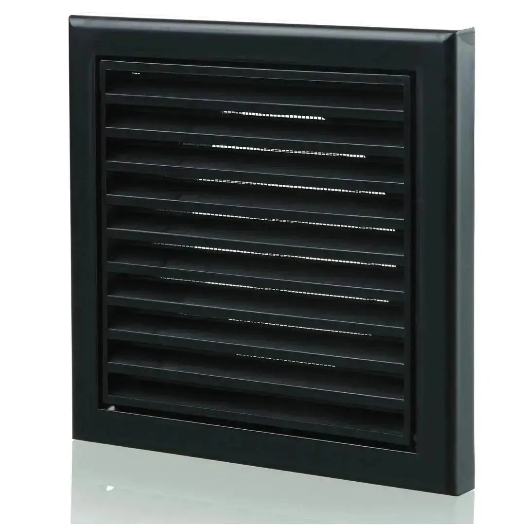 Black 4" Louvred Wall Vent Grille Cover Fixed Blade Air Vent Extractor Fan Duct Blauberg
