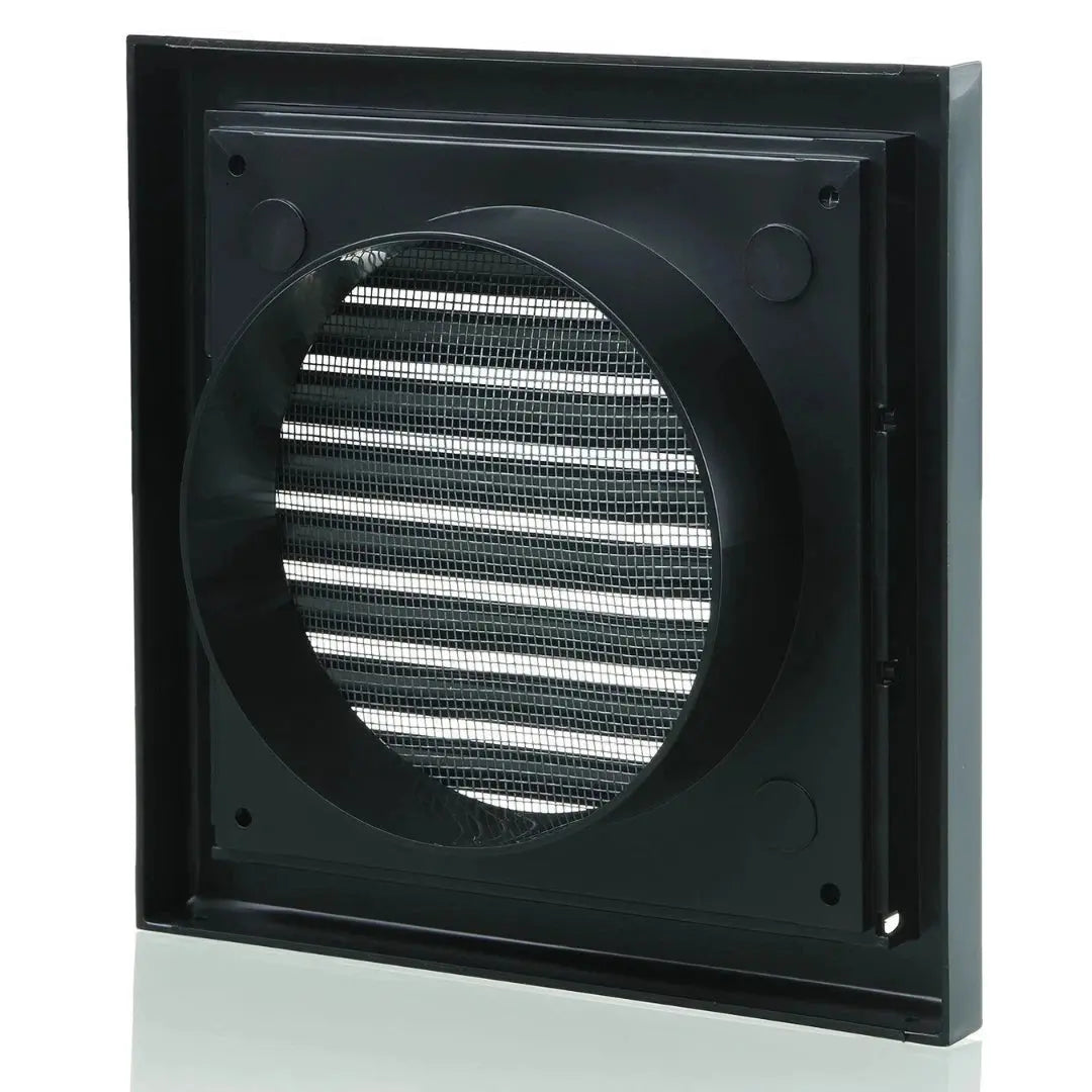 Black 4" Louvred Wall Vent Grille Cover Fixed Blade Air Vent Extractor Fan Duct Blauberg