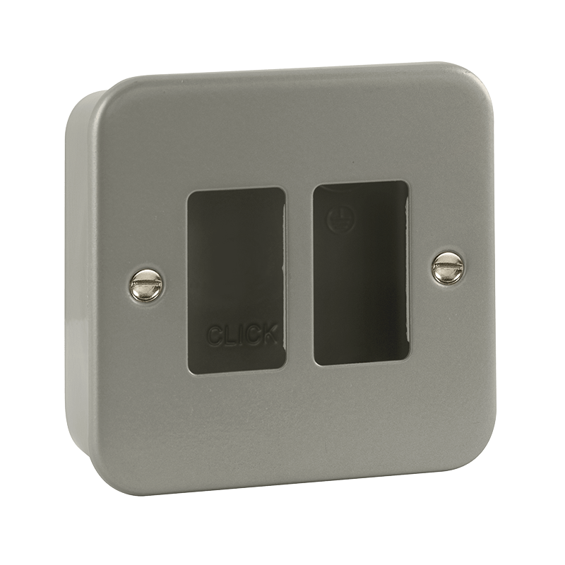 Click GridPro 2 Gang GridPro Frontplate & Back Box (No Knockouts) – CL20402B