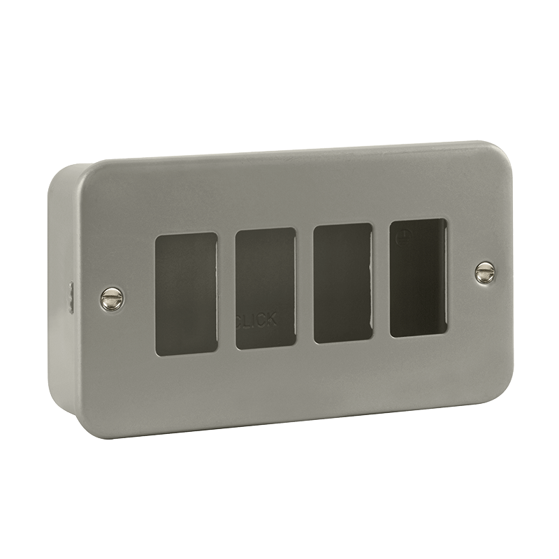 Click GridPro 4 Gang GridPro Frontplate & Back Box (No Knockouts) – CL20404B