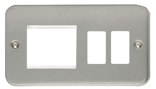 Click GridPro Hotel Accessory Plate - 2 Gang Gridpro Frontplate With Twin New Media Aperture With Back Box – CL31102