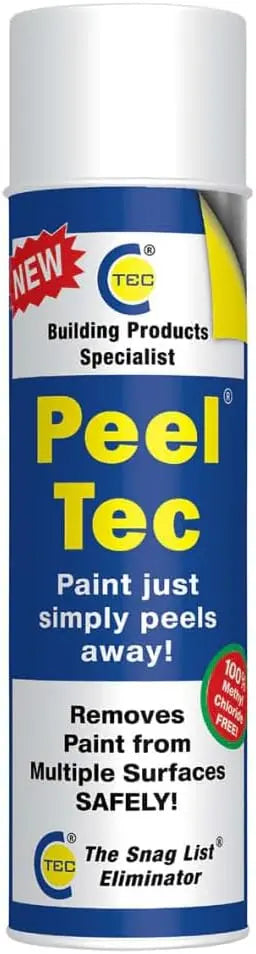 Peel Tec paint removal spray can with blue and white label