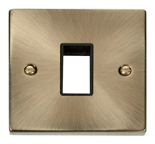 Click Deco Antique Brass 1 Gang Plate Single Aperture with Black Insert – VPAB401BK
