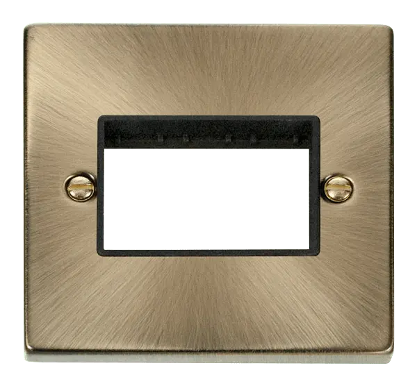 Click Deco Antique Brass 1 Gang Plate Triple Aperture with Black Insert – VPAB403BK