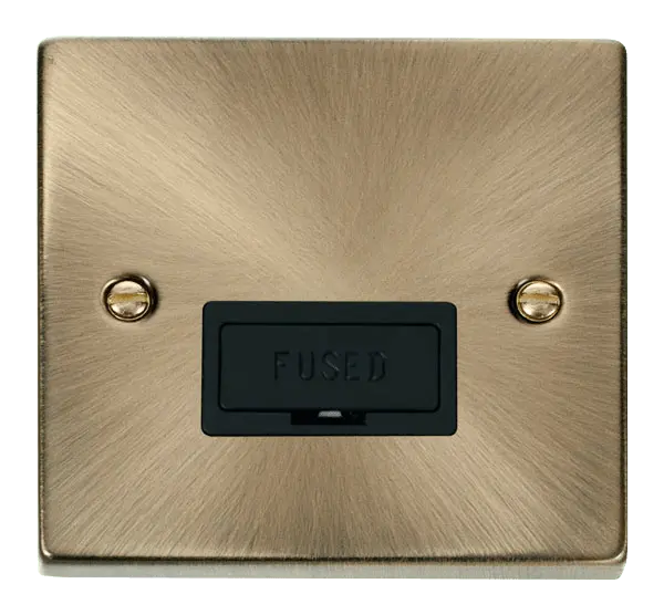 Click Deco Antique Brass 13A Fused Connection Unit with Black Insert – VPAB650BK