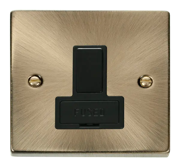 Click Deco Antique Brass 13A Fused Switched Connection Unit with Black Insert – VPAB651BK
