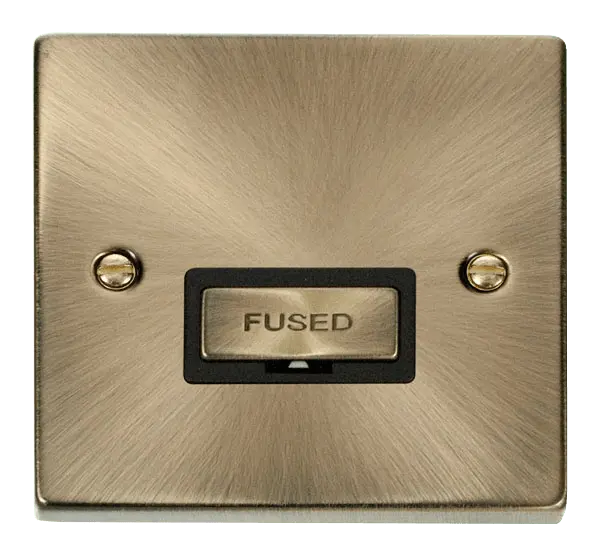 Click Deco Antique Brass 13A Fused 'Ingot' Connection Unit with Black Insert – VPAB750BK