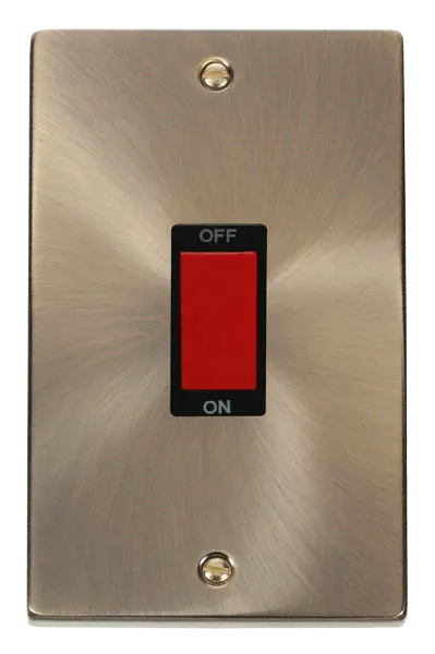 Click Deco Antique Brass 2 Gang 45A DP Switch with Black Insert – VPAB202BK