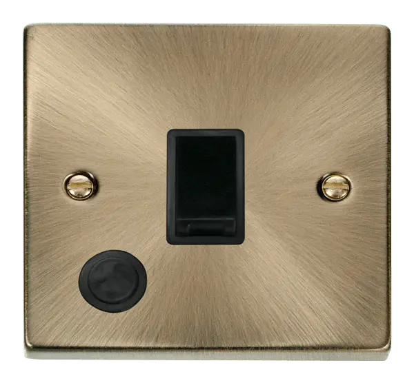 Click Deco Antique Brass 20A 1 Gang DP Switch With Flex Outlet with Black Insert – VPAB022BK