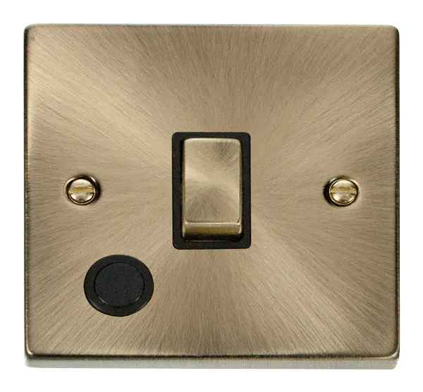 Click Deco Antique Brass 20A 1 Gang DP 'Ingot' Switch With Flex Outlet with Black Insert – VPAB522BK