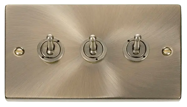 Click Deco Antique Brass 3 Gang 2 Way 10AX Toggle Switch – VPAB423