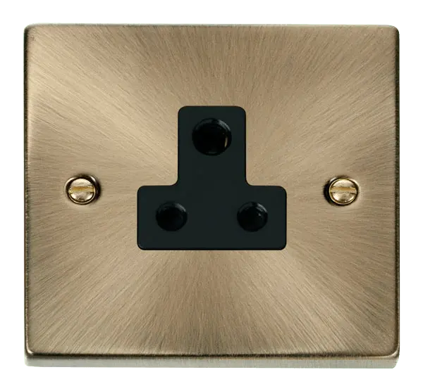 Click Deco Antique Brass 5A Round Pin Socket Outlet with Black Insert – VPAB038BK