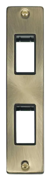 Click Deco Antique Brass Double Architrave Plate & Aperture with Black Insert – VPAB472BK