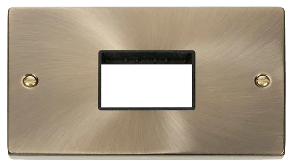 Click Deco Antique Brass Double Minigrid Plate Triple Aperture with Black Insert – VPAB432BK