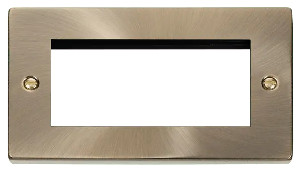 Click Deco Antique Brass Double Plate (Quad Media Module Aperture) – VPAB312