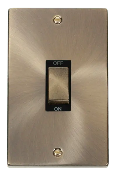 Click Deco Antique Brass Ingot 2 Gang 45A DP Switch with Black Insert – VPAB502BK