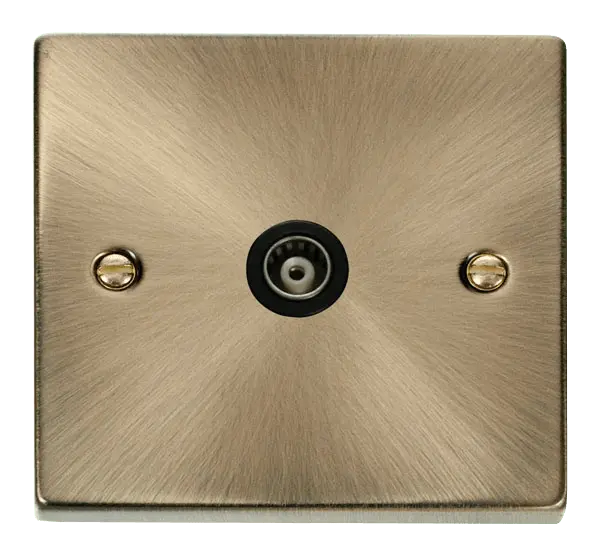 Click Deco Antique Brass Single Isolated Coaxial Socket Outlet with Black Insert – VPAB158BK