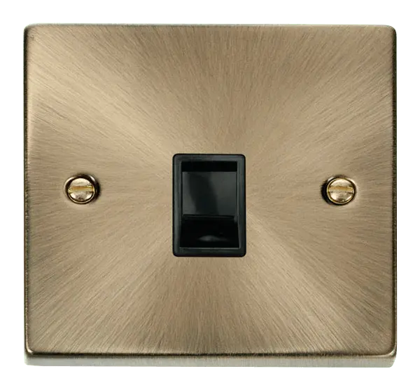 Click Deco Antique Brass Single RJ11 Socket (Ireland/USA) with Black Insert – VPAB115BK