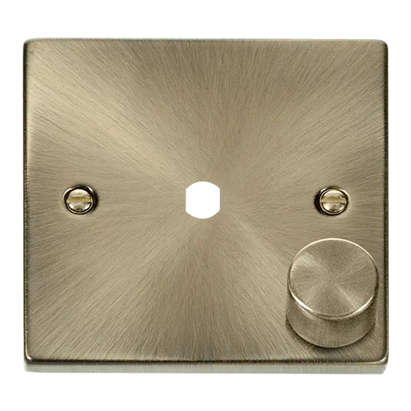 Click Deco Antique Brass VPAB 1 GANG DOUBLE DIMMER PLATE & KNOBS – VPAB140PL