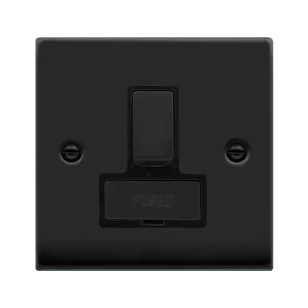 Click Deco Matt Black INGOT 13A SW SPUR W/O FLEX OUTLET with Black Insert – VPMB751BK