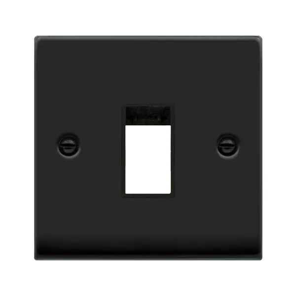 Click Deco Matt Black SINGLE SWITCH PLATE1 GANG APERTURE with Black Insert – VPMB401BK