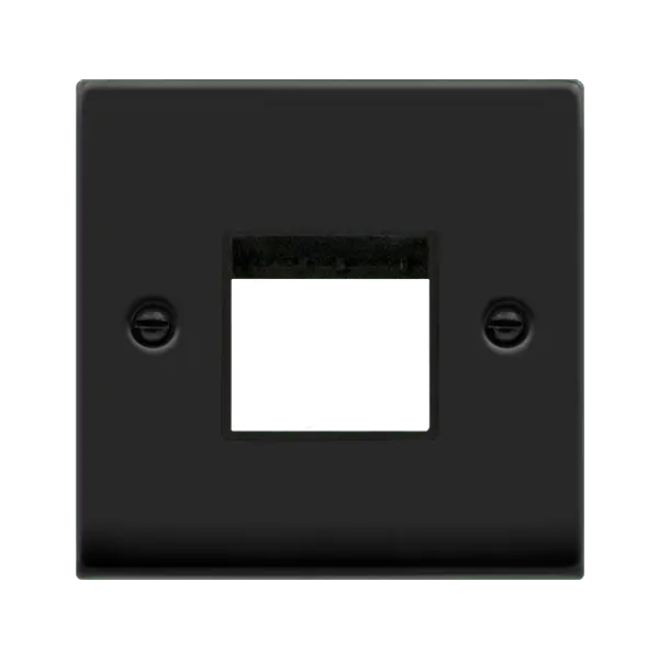 Click Deco Matt Black TWIN SWITCH PLATE1 GANG APERTURE with Black Insert – VPMB402BK