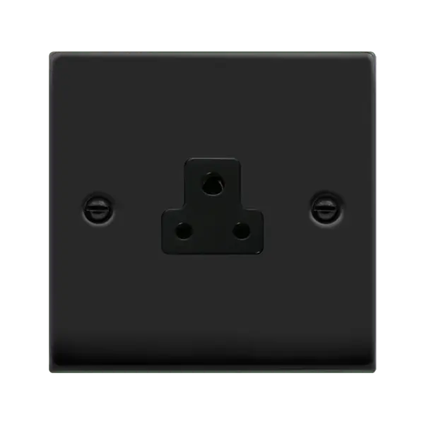 Click Deco Matt Black VP MATT BLACK 1G 2A ROUND PIN SCKET OUTLET with Black Insert – VPMB039BK