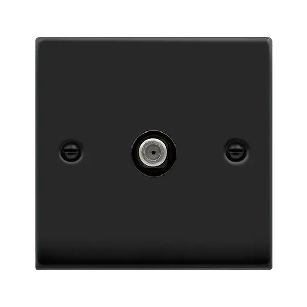 Click Deco Matt Black VP MATT BLACK 1 Gang SATELITE OUTLET BLACK with Black Insert – VPMB156BK