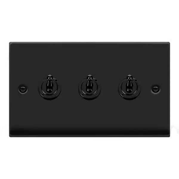 Click Deco Matt Black VP MATT BLACK 10AX 3GANG 2WAY TOGGLE SWITC – VPMB423