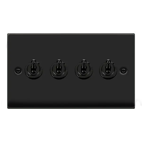 Click Deco Matt Black VP MATT BLACK 10AX 4GANG 2WAY TOGGLE SWITC – VPMB424