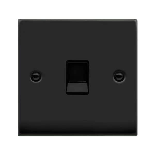 Click Deco Matt Black VP MATT BLACK SINGL RJ11 TELEPHONE SCKT BK with Black Insert – VPMB115BK