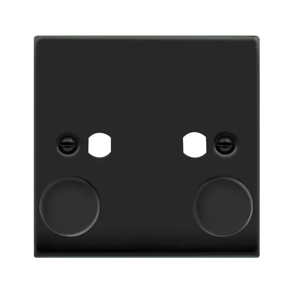 Click Deco Matt Black VP MB 2 GANG DOUBLE DIMMER PLATE & KNOBS – VPMB152PL
