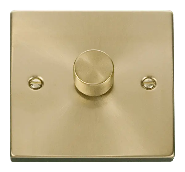 Click Scolmore Click Deco Satin Brass 1 Gang 2 Way 100W LED Dimmer - VPSB161
