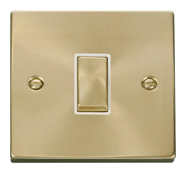 Click Scolmore Click Deco Satin Brass 1 Gang 2 Way Switch with White Insert - VPSB411WH