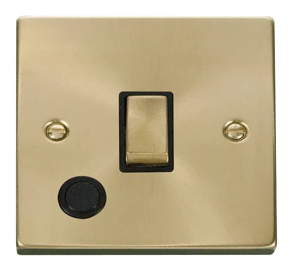 Click Scolmore Click Deco Satin Brass 20A DP Switch with Flex Outlet with Black Insert - VPSB522BK