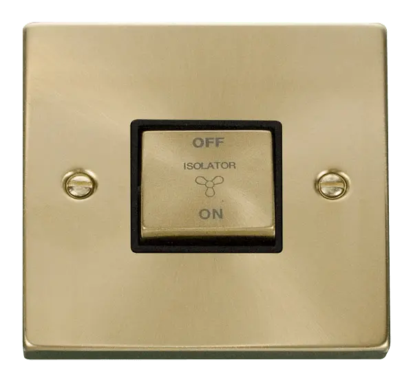Click Scolmore Click Deco Satin Brass 3 Pole Fan Isolator Switch () with Black Insert - VPSB520BK