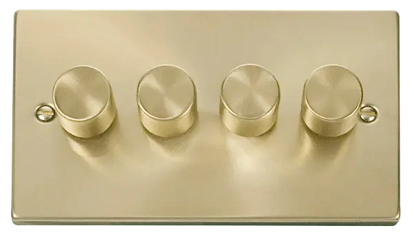 Click Scolmore Click Deco Satin Brass 4 Gang 2 Way 100W LED Dimmer - VPSB164